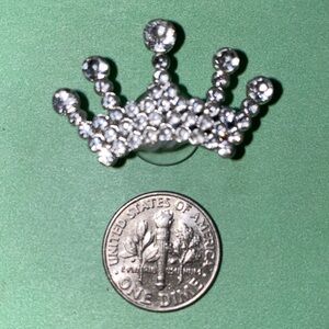 (10 for $15) Crown Rhinestones Silver Color Metal Crocs Shoe Charms